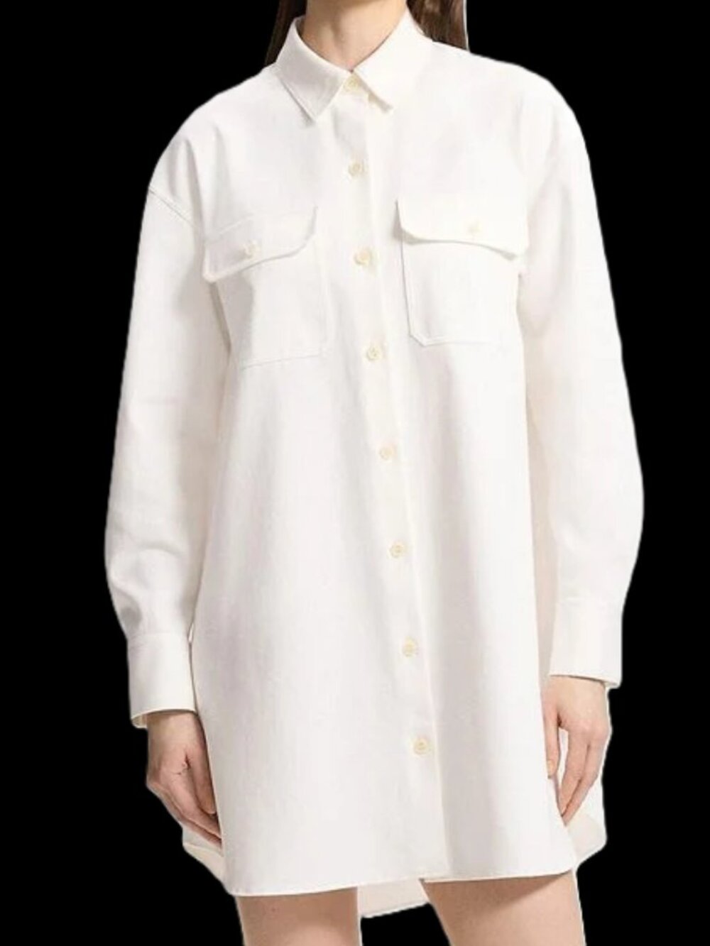 Theory Military Cotton Mini Shirt Dress Casual Work Travel School Fall Winter